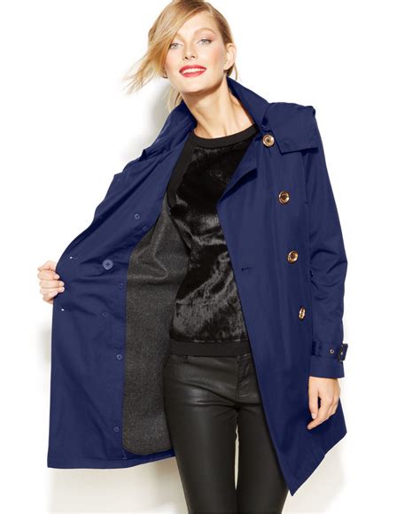 michael kors coat blue|michael kors black trench coat.